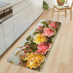 Soft Thick Kitchen Floor Mat Non-slip Floral Mat Waterproof