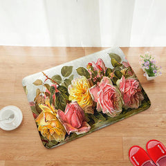 Soft Thick Kitchen Floor Mat Non-slip Floral Mat Waterproof