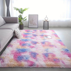 Plush Shag Area Rug Tie Dyed Fluffy Shaggy Floor Carpet