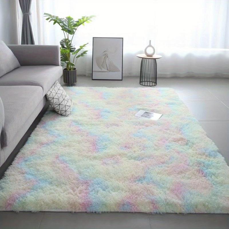 Plush Shag Area Rug Tie Dyed Fluffy Shaggy Floor Carpet