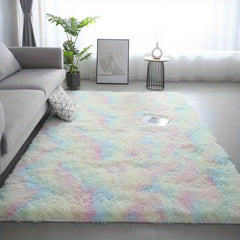 Plush Shag Area Rug Tie Dyed Fluffy Shaggy Floor Carpet