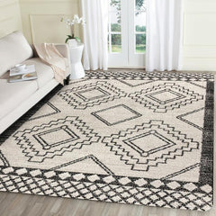 Geometric Faux Cashmere Area Rug Non Slip TPR Backing