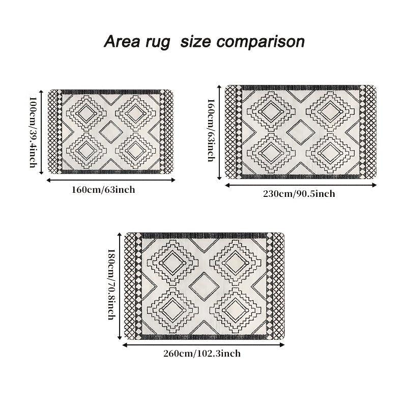 Geometric Faux Cashmere Area Rug Non Slip TPR Backing