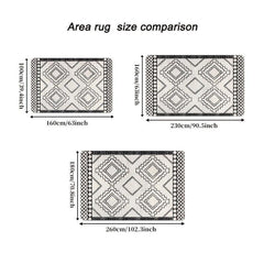 Geometric Faux Cashmere Area Rug Non Slip TPR Backing