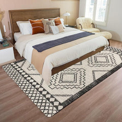 Geometric Faux Cashmere Area Rug Non Slip TPR Backing