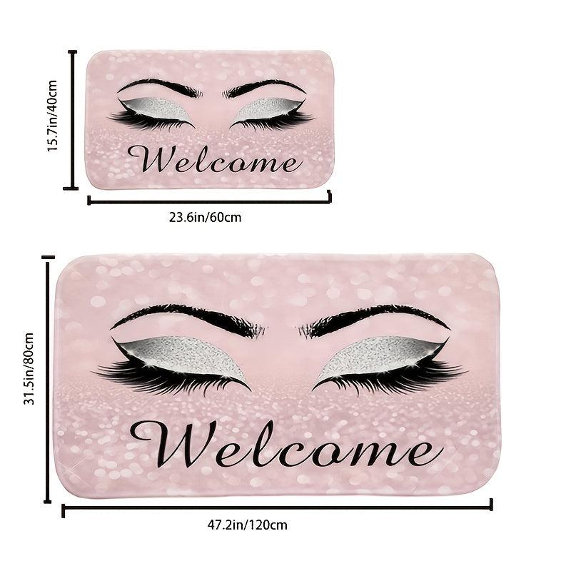 Eyelash Print Floor Mat Modern Bedroom Rug Non Slip Dust Resistent Indoor Carpet