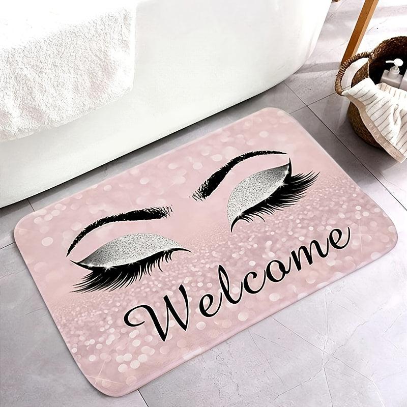 Eyelash Print Floor Mat Modern Bedroom Rug Non Slip Dust Resistent Indoor Carpet