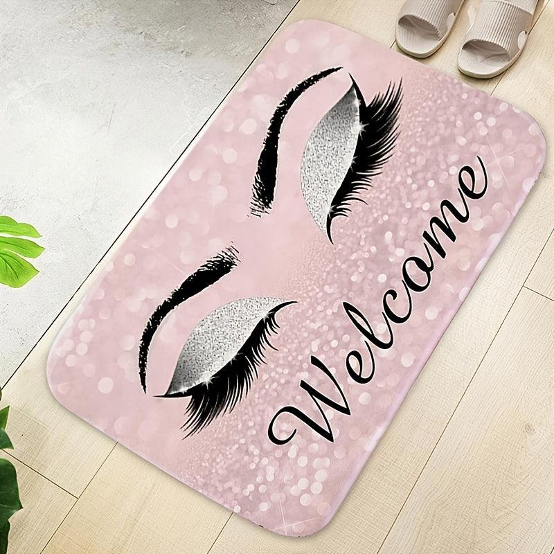 Eyelash Print Floor Mat Modern Bedroom Rug Non Slip Dust Resistent Indoor Carpet
