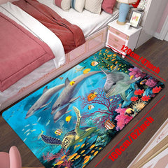 Non Slip Ocean World Area Rug Anti Fatigue Shaggy Floor Carpet