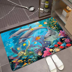Non Slip Ocean World Area Rug Anti Fatigue Shaggy Floor Carpet