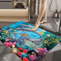 Non Slip Ocean World Area Rug Anti Fatigue Shaggy Floor Carpet