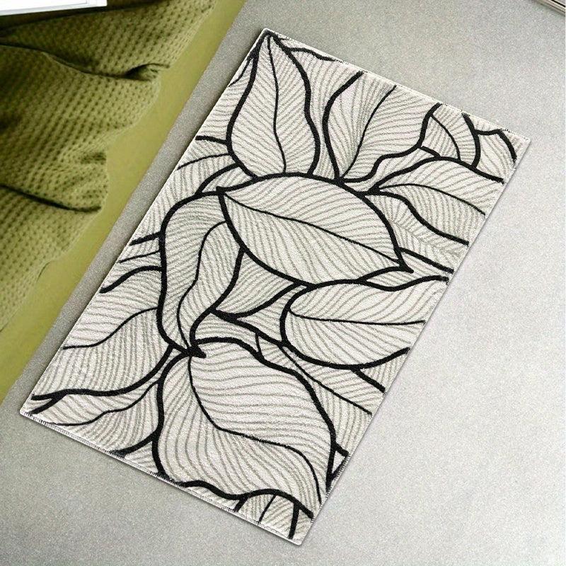 Modern Non Slip Floor Mat Soft Leaf Pattern Absorbent Polyester Carpet