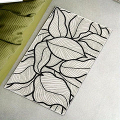 Modern Non Slip Floor Mat Soft Leaf Pattern Absorbent Polyester Carpet