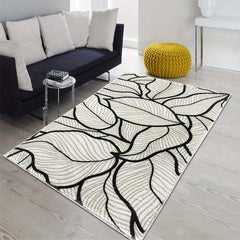 Modern Non Slip Floor Mat Soft Leaf Pattern Absorbent Polyester Carpet