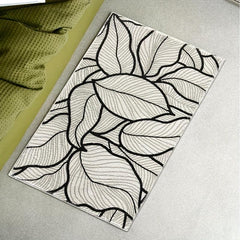 Modern Non Slip Floor Mat Soft Leaf Pattern Absorbent Polyester Carpet