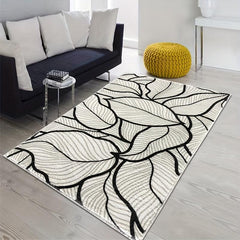 Modern Non Slip Floor Mat Soft Leaf Pattern Absorbent Polyester Carpet
