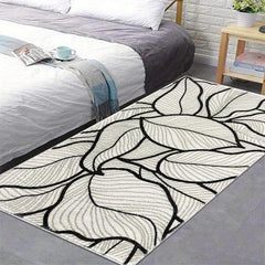 Modern Non Slip Floor Mat Soft Leaf Pattern Absorbent Polyester Carpet