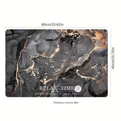 Marble Pattern Bath Rug Soft Non Slip Quick Dry Bath Mat