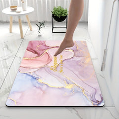 Marble Pattern Bath Rug Soft Non Slip Quick Dry Bath Mat