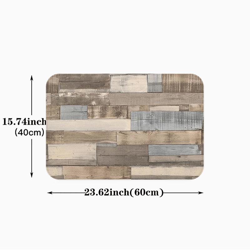Wooden Pattern Kitchen Rug Polyester Anti slip Mat Farmhouse Home Decor