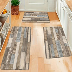 Wooden Pattern Kitchen Rug Polyester Anti slip Mat Farmhouse Home Decor