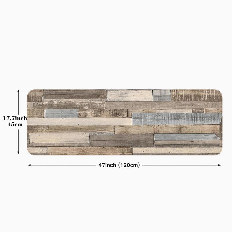 Wooden Pattern Kitchen Rug Polyester Anti slip Mat Farmhouse Home Decor