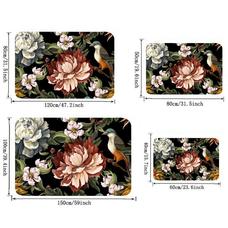 3D Flower Bird Print Floor Mat Non Slip Mat