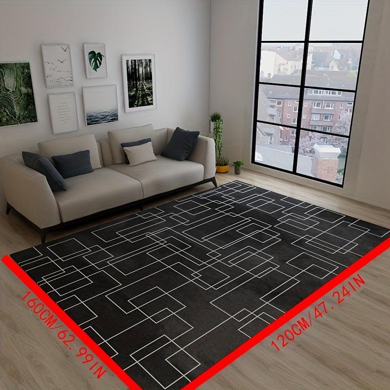 Modern Abstract Area Rugs Soft Velvet Carpet TPR Anti-slip Bottom