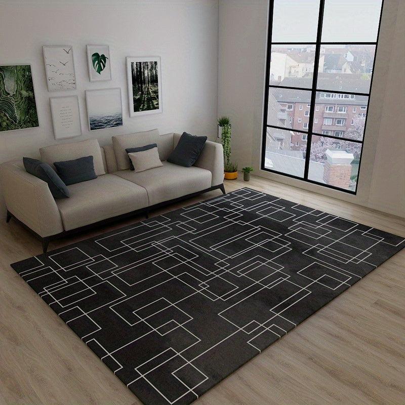Modern Abstract Area Rugs Soft Velvet Carpet TPR Anti-slip Bottom