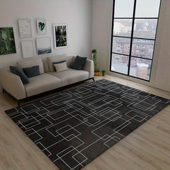 Modern Abstract Area Rugs Soft Velvet Carpet TPR Anti-slip Bottom