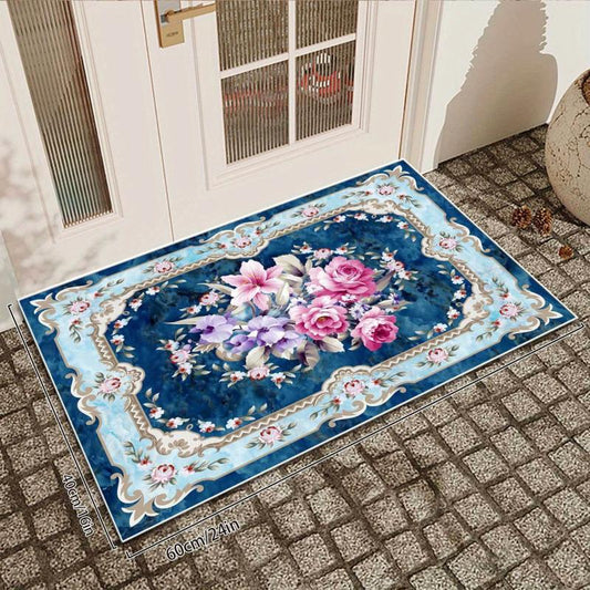 Vintage Floral Area Rug Soft and Durable Indoor/Outdoor Anti Slip Low Pile