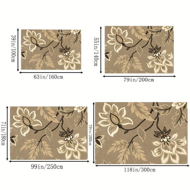 Distressed Floral Area Rug Anti Slip Waterproof Easy to Maintain