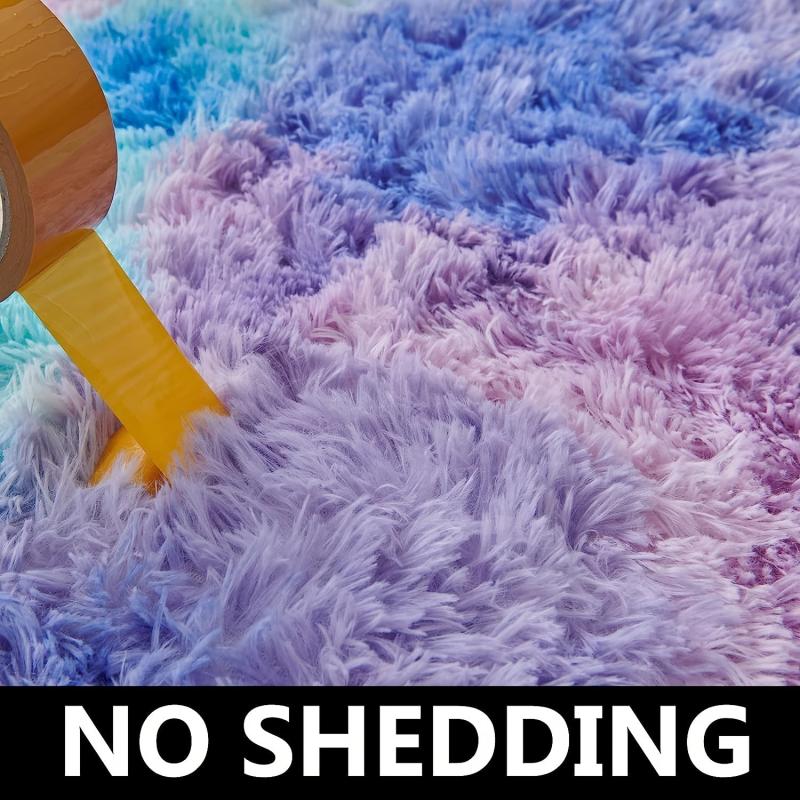 Shaggy Tie Dye Rugs for Girls Room Soft Carpet Fuzzy Fluffy Rug for Bedroom