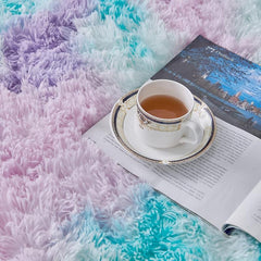Shaggy Tie Dye Rugs for Girls Room Soft Carpet Fuzzy Fluffy Rug for Bedroom