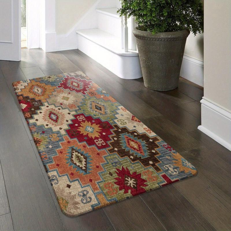Ethnic Style Flannel Home Rug Soft and Cozy Bedroom Hallway Rug