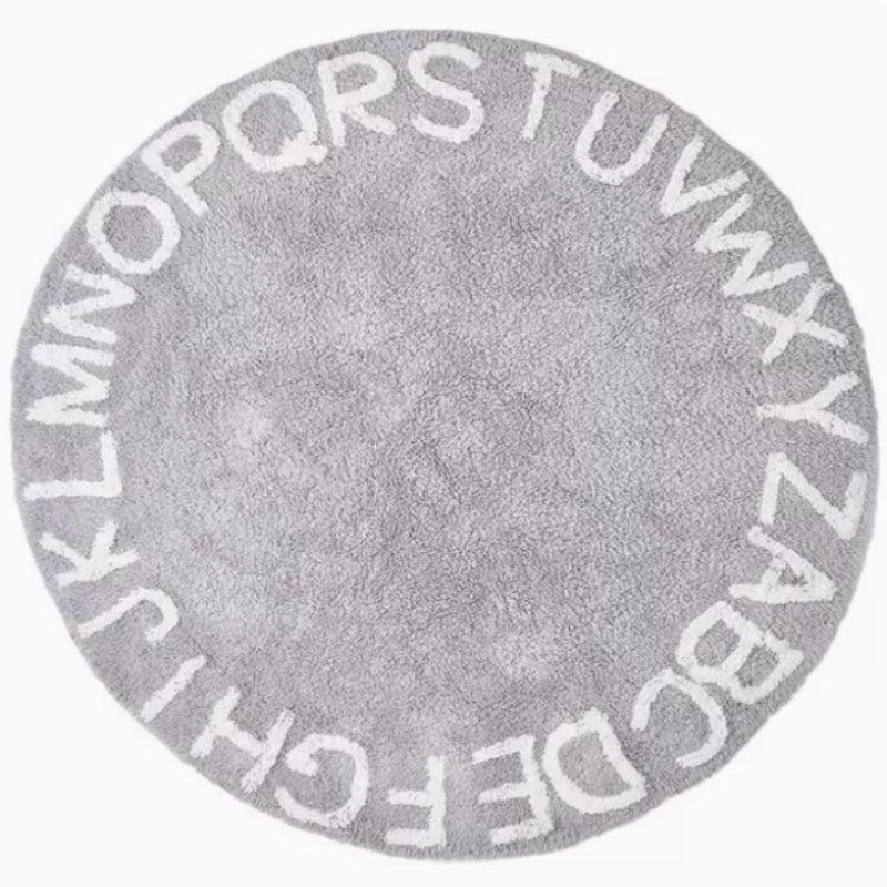 Nordic Style Alphabet Round Rug for Kids Room Decor