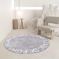 Nordic Style Alphabet Round Rug for Kids Room Decor