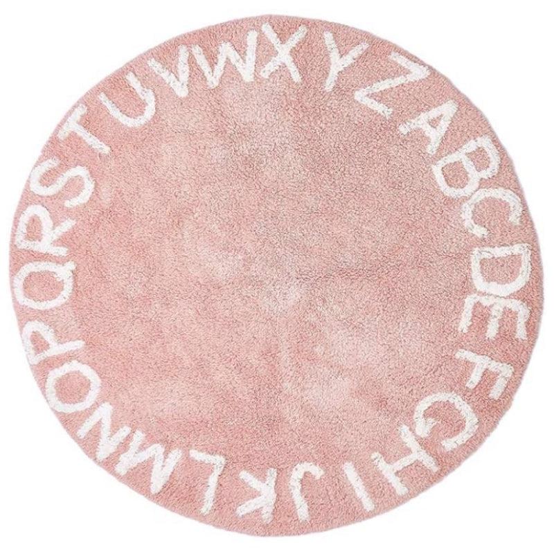 Nordic Style Alphabet Round Rug for Kids Room Decor