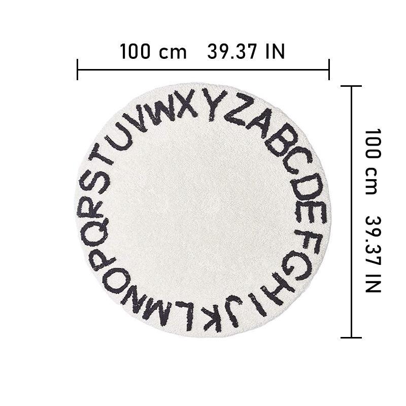 Nordic Style Alphabet Round Rug for Kids Room Decor