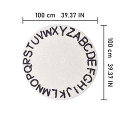 Nordic Style Alphabet Round Rug for Kids Room Decor