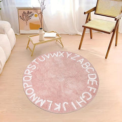 Nordic Style Alphabet Round Rug for Kids Room Decor