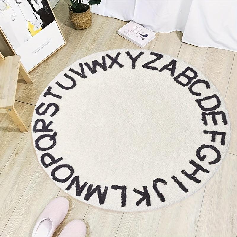 Nordic Style Alphabet Round Rug for Kids Room Decor