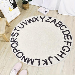 Nordic Style Alphabet Round Rug for Kids Room Decor