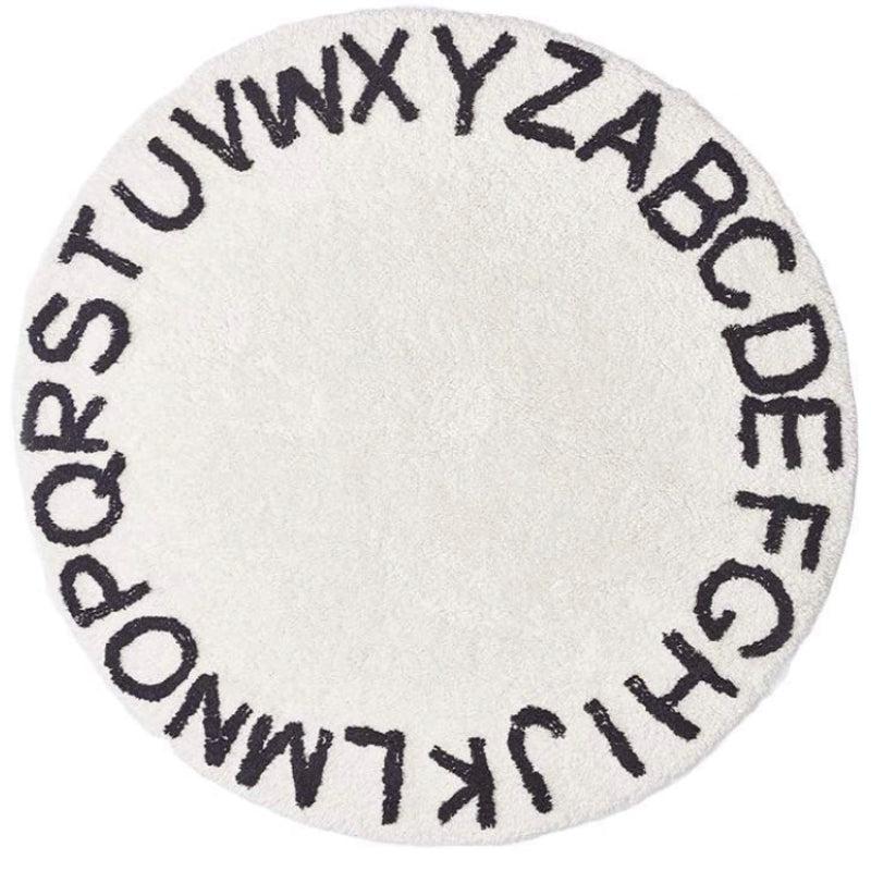 Nordic Style Alphabet Round Rug for Kids Room Decor