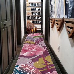 Pink Flower Hallway Runner Rug Soft Carpet for Entryway Stair Hotel
