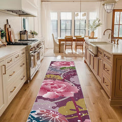 Pink Flower Hallway Runner Rug Soft Carpet for Entryway Stair Hotel