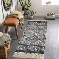 Retro Tassel Woven Geometric Pattern Mat for Living Room & Bedroom