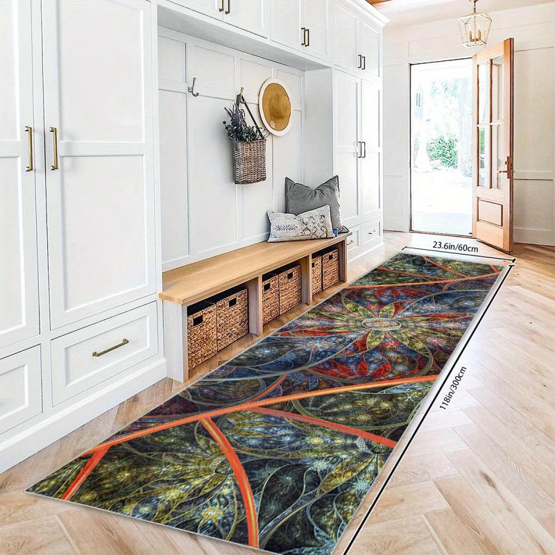 Soft Non Slip Floral Runner Rug for Laundry Hallway Kitchen Stairs