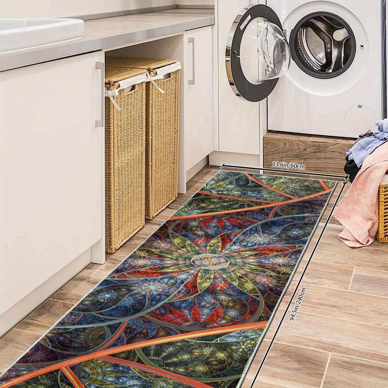 Soft Non Slip Floral Runner Rug for Laundry Hallway Kitchen Stairs