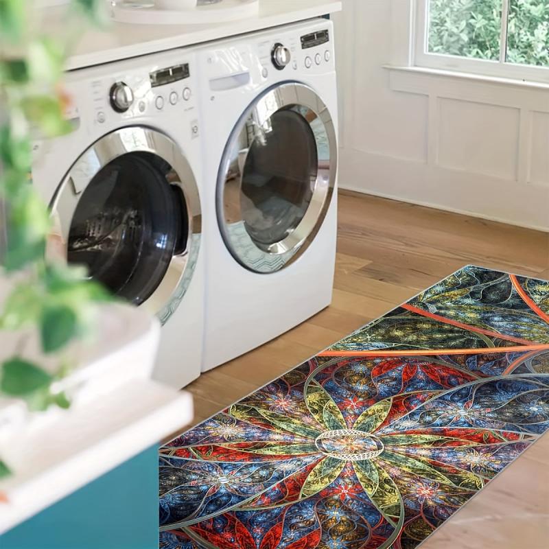 Soft Non Slip Floral Runner Rug for Laundry Hallway Kitchen Stairs